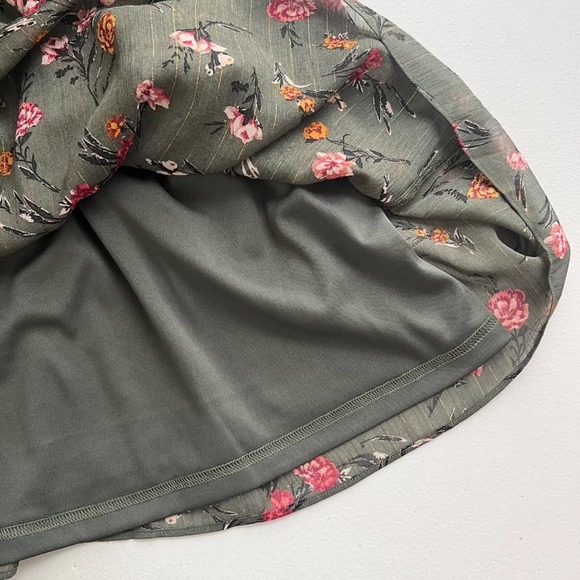 Drew Womens Green Floral Chiffon Dress Small Smocked Ruffle Lined Keyhole NWT - Picture 10 of 12